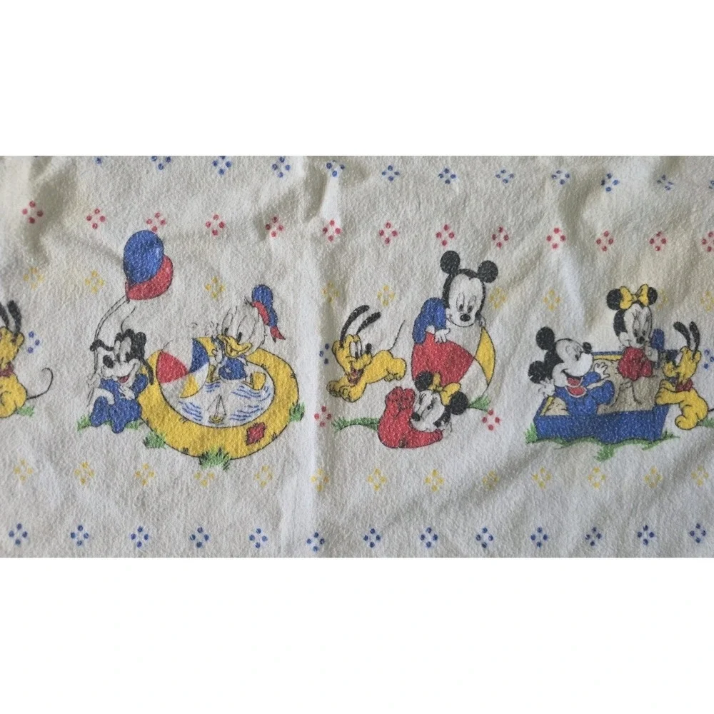 Vtg Dundee 1984 Disney Mickey Minnie Baby Cotton Receiving Blanket 38